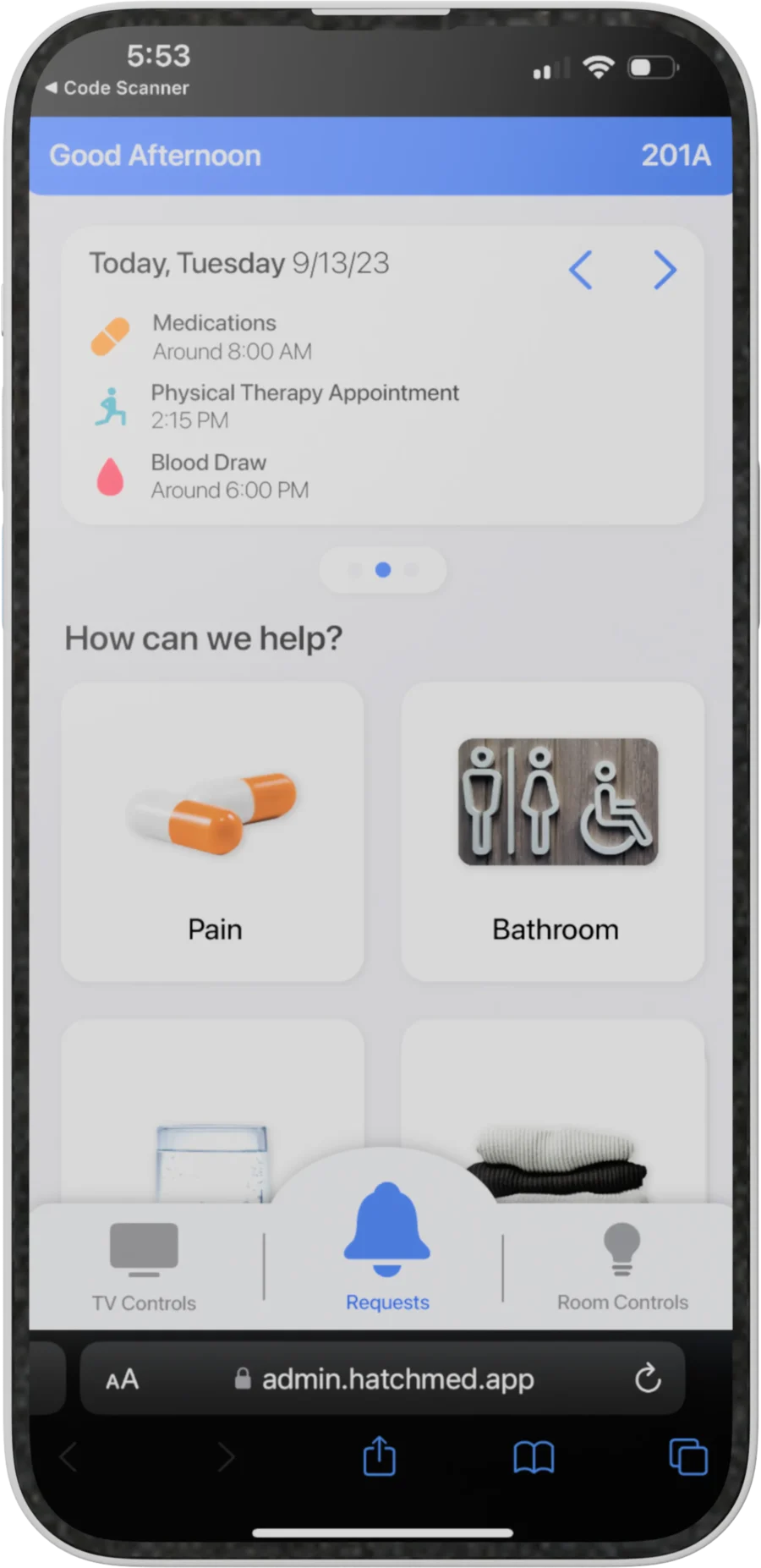 ComCierge BYOD patient schedule and discharge information