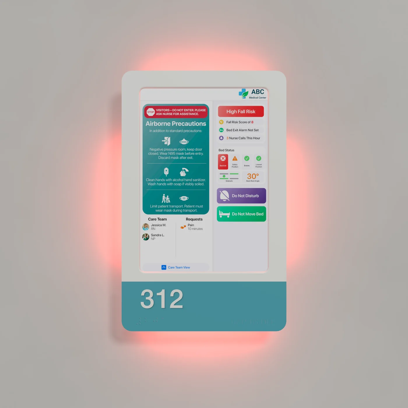 HallMonitor at room 312 with a red light all the way around