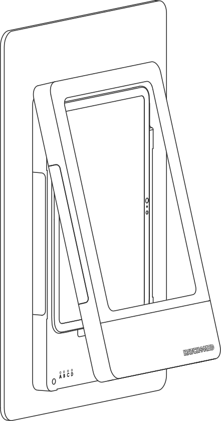 The front cover sliding onto a HallMonitor with the iPad in place.